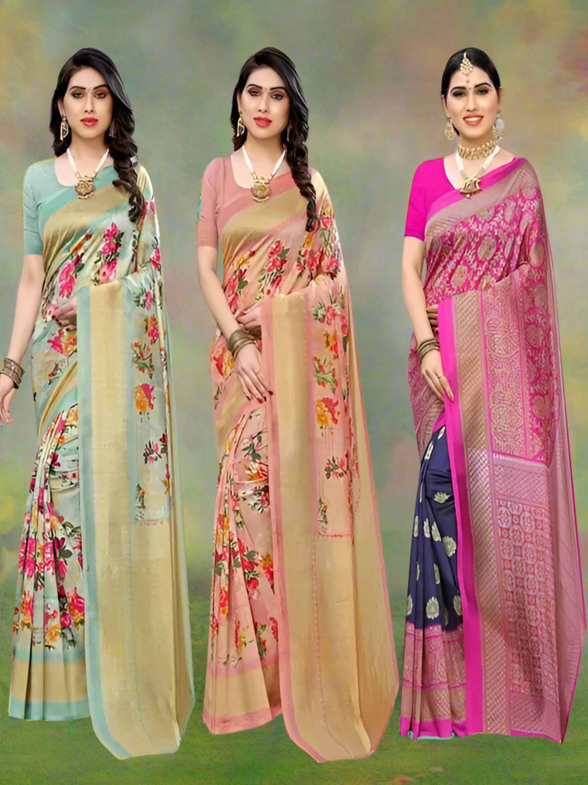Buy 2 Get 1 Art Silk Sarees