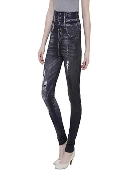 BIZZARE Women's Poly Cotton Casual Denim Look Stretchable Jeggings (Black; Free Size 28-34 Waist) OrderMeFirst