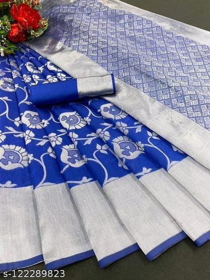 Banarasi Silk Aqua Blue Jacquard Saree With Blouse OrderMeFirst