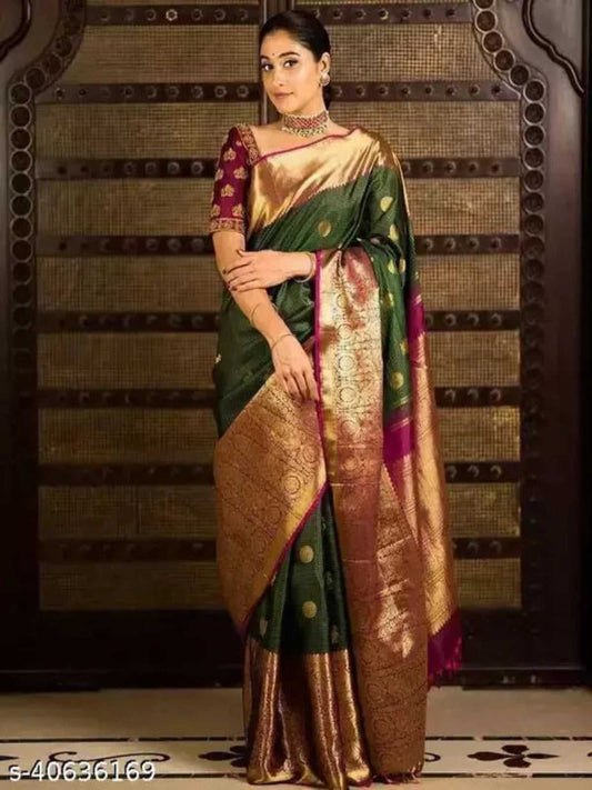 Beautiful Kanjeevaram Designer Saree with Blouse Piece OrderMeFirst