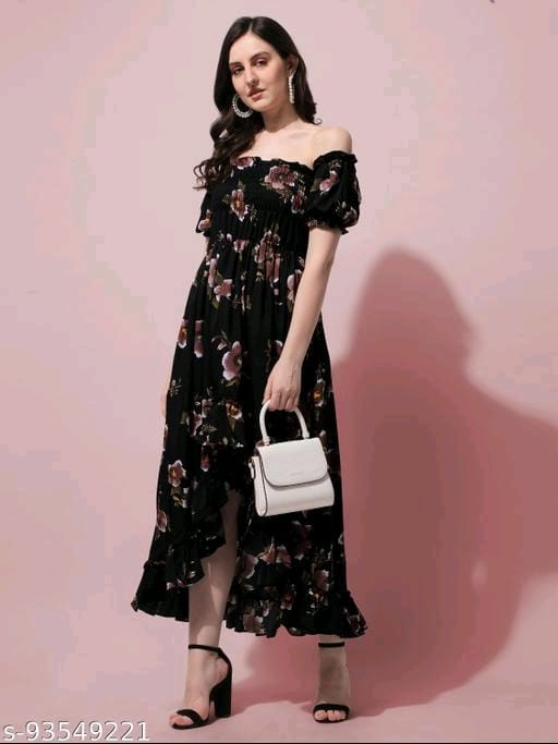 Black Crepe A-Line Maxi Dress OrderMeFirst