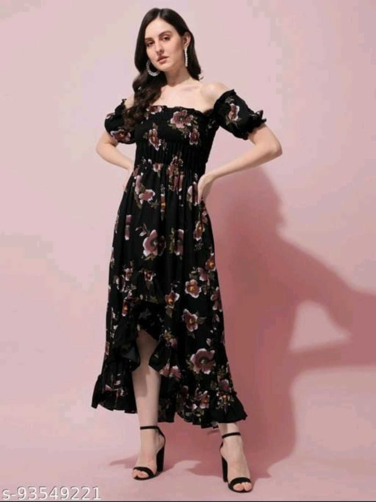 Black Crepe A-Line Maxi Dress OrderMeFirst