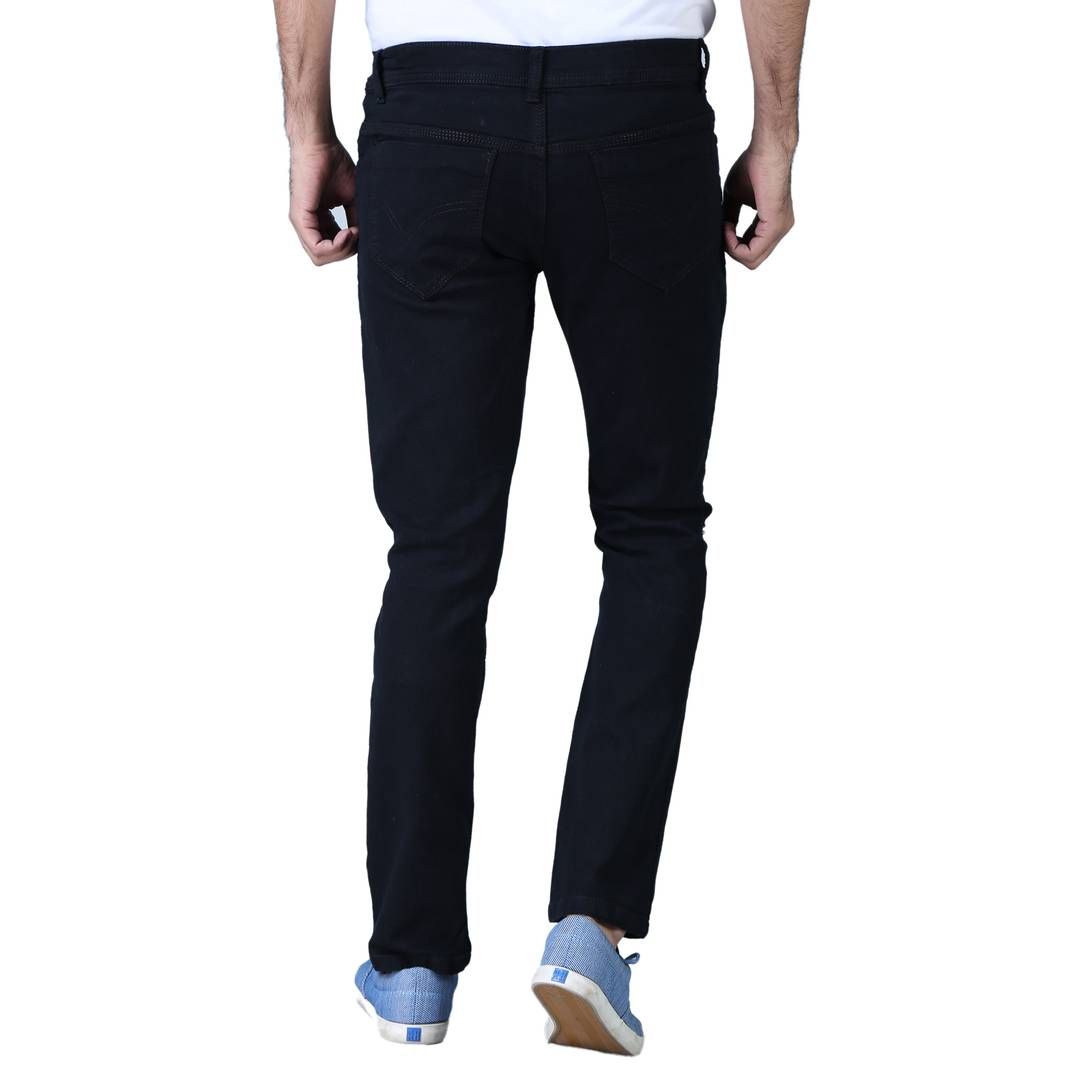 Black Dobby Denim Lycra Mid-Rise Jeans OrderMeFirst