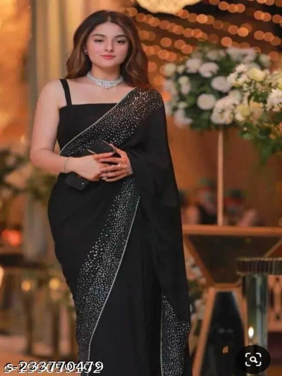 Black Georgette Saree OrderMeFirst