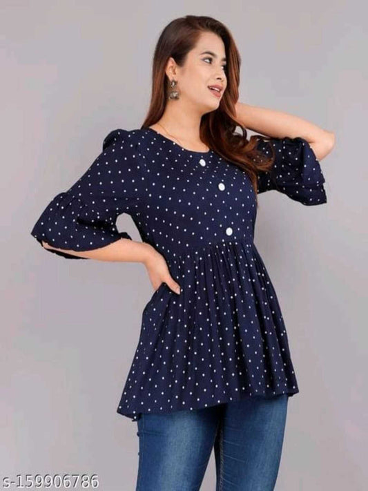 Blue Dotted SC Women Frill top OrderMeFirst