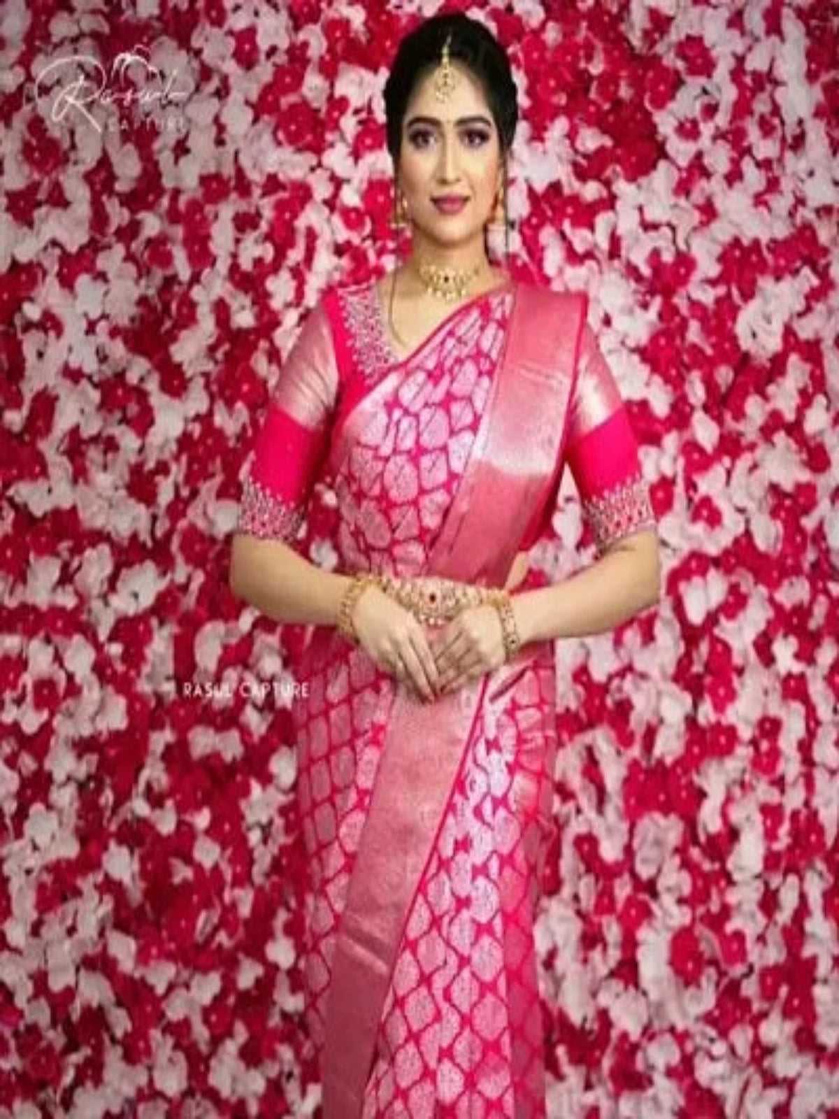 Buy Pink Kanjeevaram Silk Saree For Women OrderMeFirst