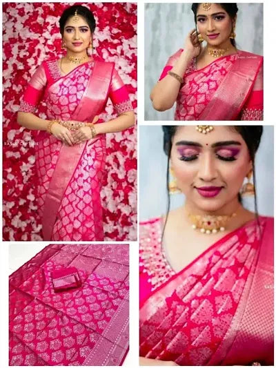 Buy Pink Kanjeevaram Silk Saree For Women OrderMeFirst