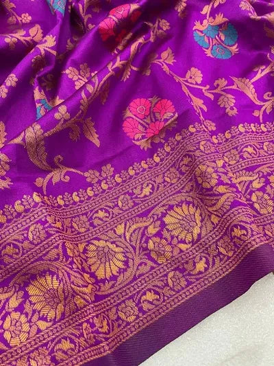 Buy Purple Kanjeevaram Silk Saree For Women OrderMeFirst