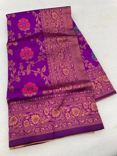 Buy Purple Kanjeevaram Silk Saree For Women OrderMeFirst