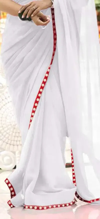 Buy White Beautiful Bollywood Chiffon Kajol Saree OrderMeFirst