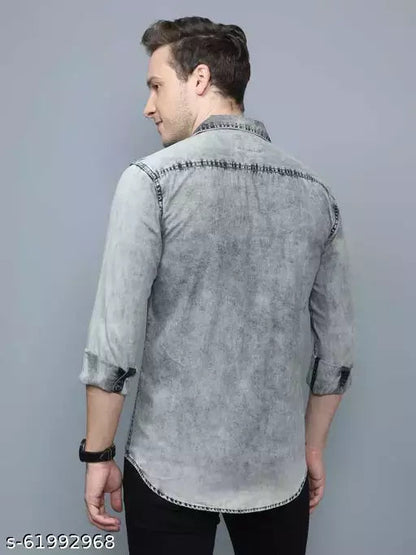 CAZZBA Men Washed Casual Grey Shirt OrderMeFirst