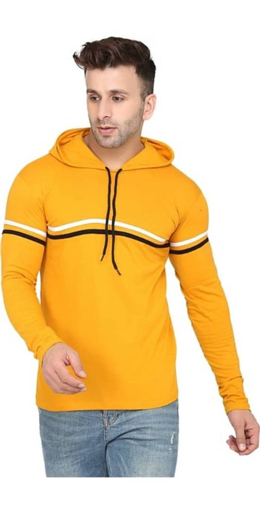 Classic Cotton Blend Striped Hoodie Tshirt for Men OrderMeFirst