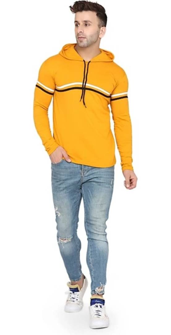 Classic Cotton Blend Striped Hoodie Tshirt for Men OrderMeFirst