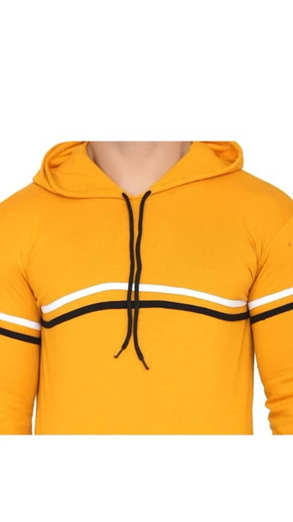 Classic Cotton Blend Striped Hoodie Tshirt for Men OrderMeFirst