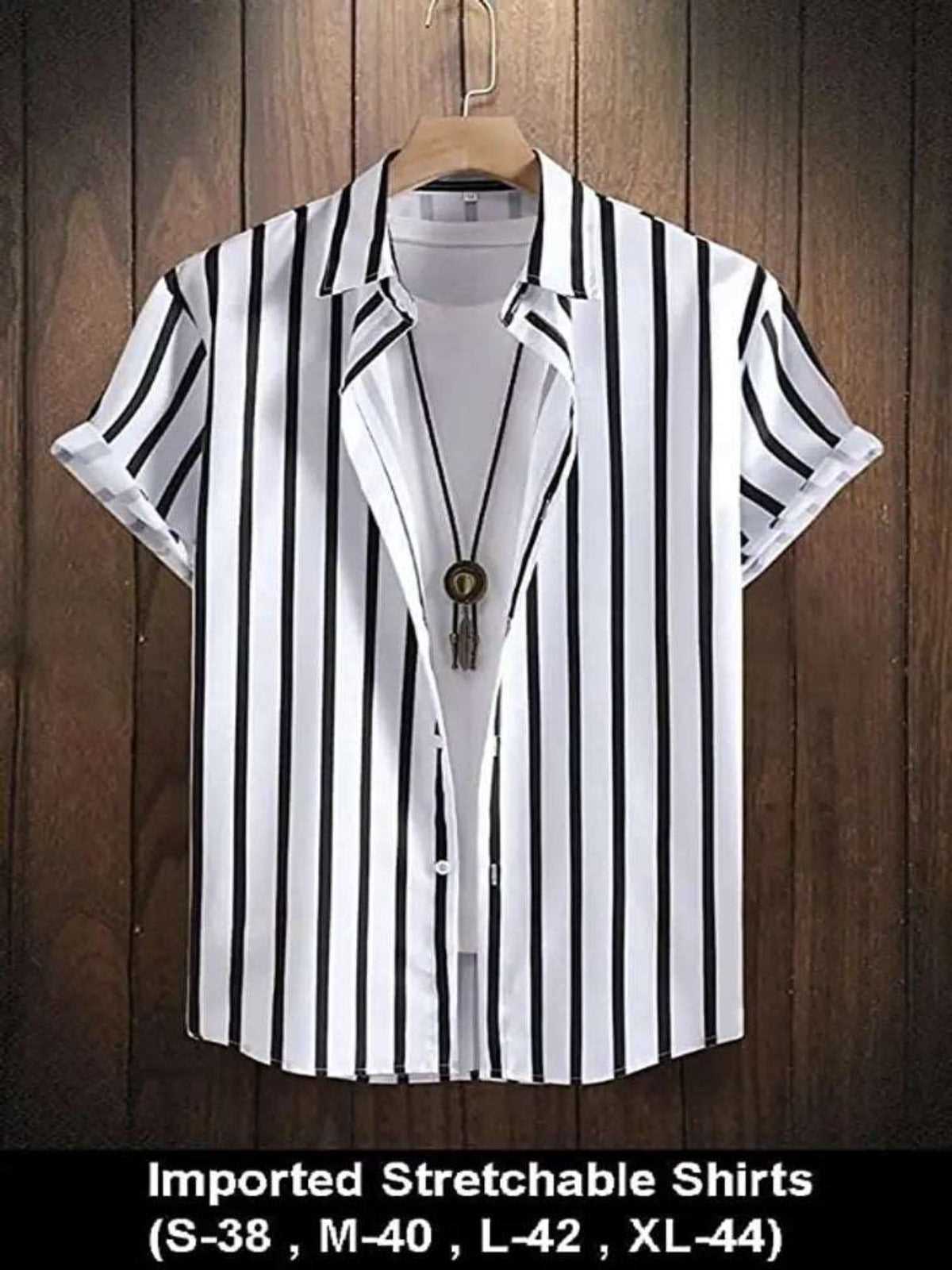 Classic Polyester Spandex Striped Casual Shirts for Mens OrderMeFirst