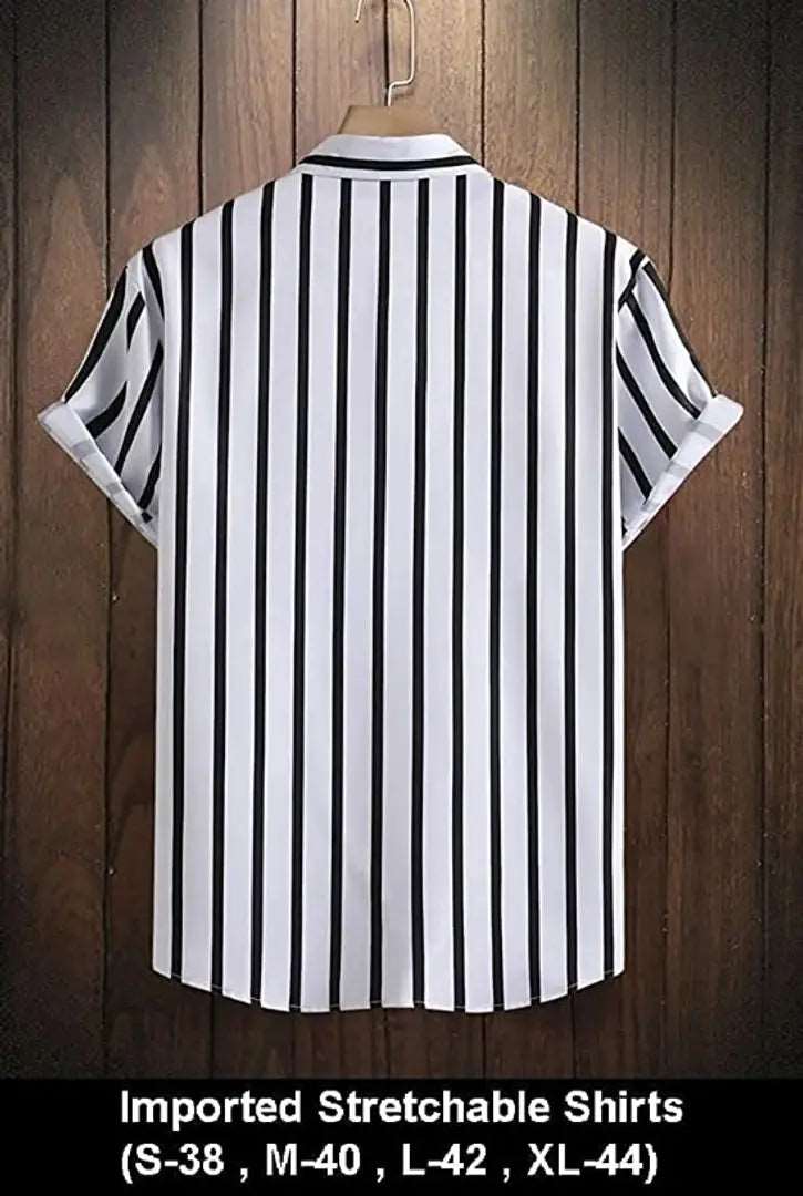 Classic Polyester Spandex Striped Casual Shirts for Mens OrderMeFirst