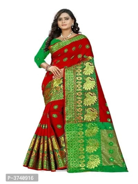 Cotton Silk Jacquard Sarees with Blouse OrderMeFirst