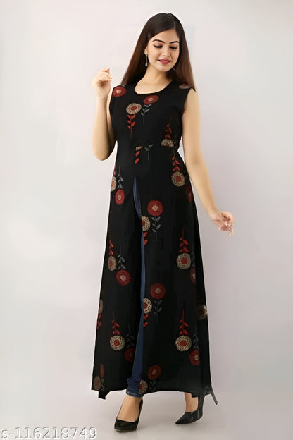 Crepe Black Kurtis OrderMeFirst