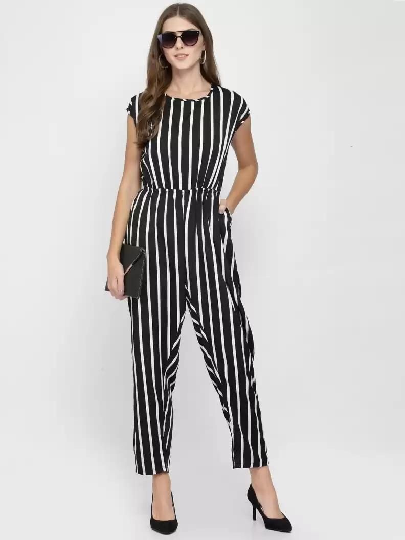 Darzi Women's Poly Crepe Stripe Print Jumpsuit OrderMeFirst