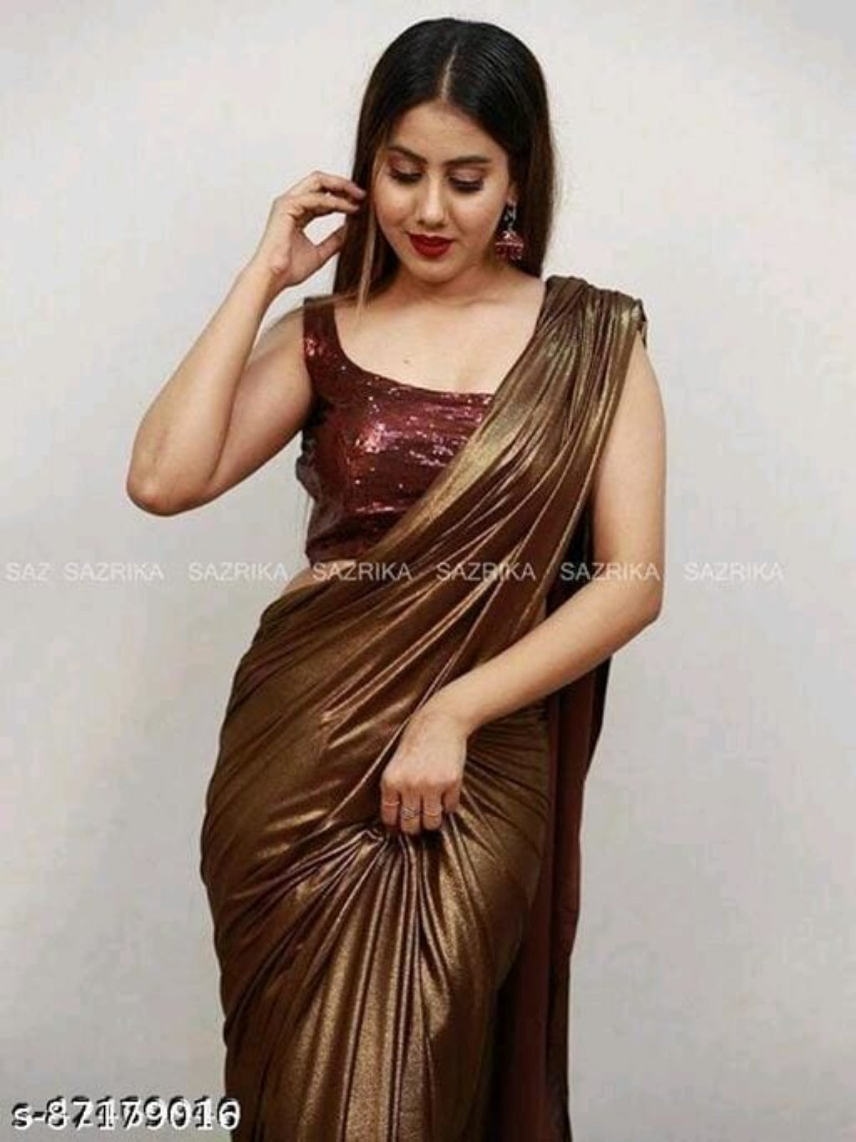 Designer Lycra  Saree With Blouse OrderMeFirst