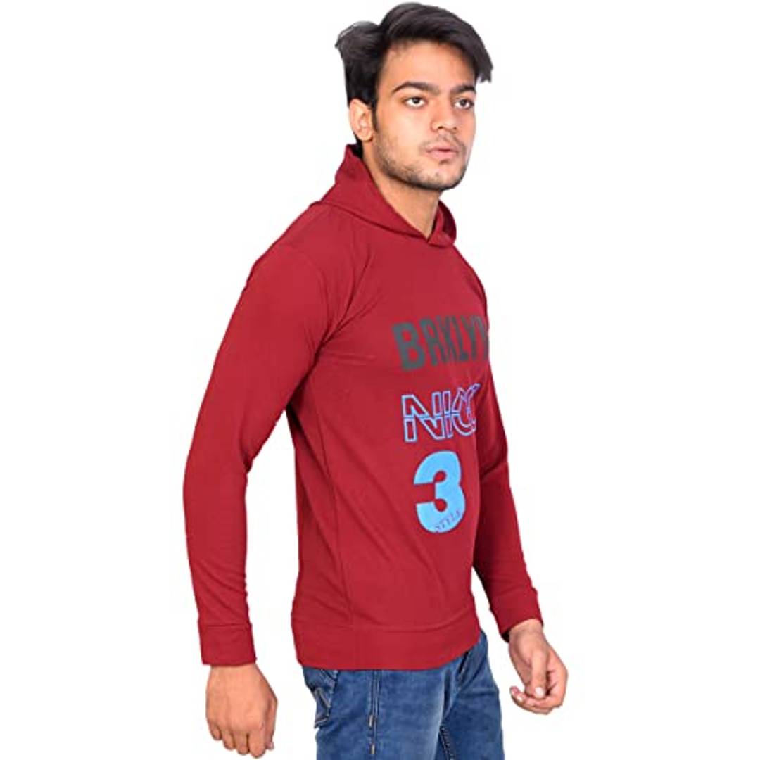 Fashionbazaar4u Men Casual Solid Printed Stylish Hoodies (M, Red) OrderMeFirst