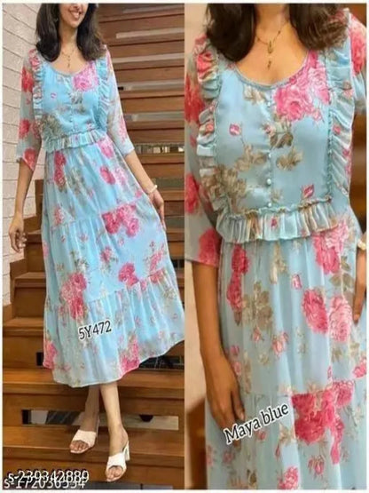 Flower Printed Long Dress OrderMeFirst