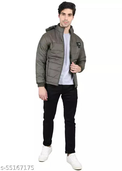 Full Sleeve Solid Men Quilted Jacket OrderMeFirst