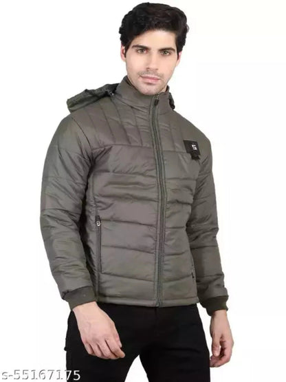 Full Sleeve Solid Men Quilted Jacket OrderMeFirst