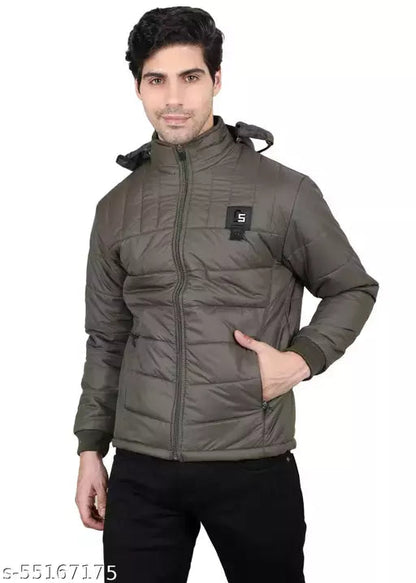 Full Sleeve Solid Men Quilted Jacket OrderMeFirst