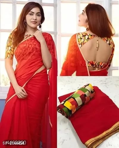 Georgette Sarees With Blouse Piece OrderMeFirst