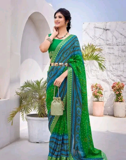 Printed Jacquard Lace Georgette Sare