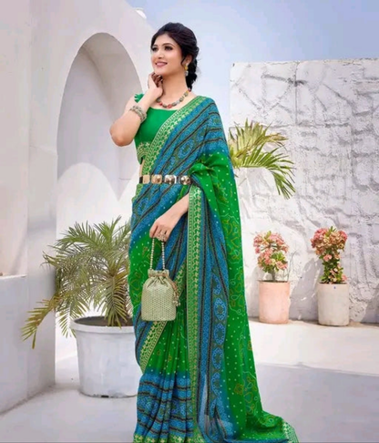 Printed Jacquard Lace Georgette Sare
