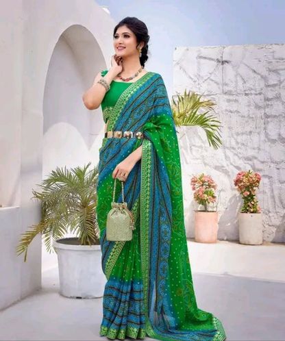 Printed Jacquard Lace Georgette Sare