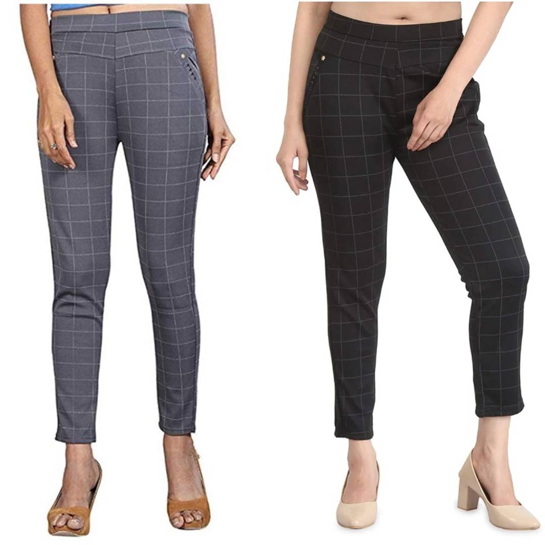 LETEST RETRO WOMEN JEGGINGS GRY_BLK OrderMeFirst