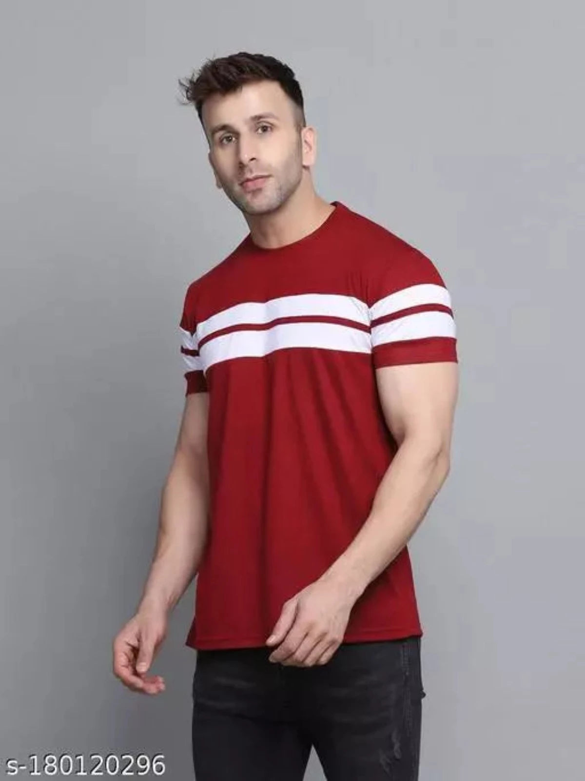 Maroon Casual Wear Striped T-shirts OrderMeFirst