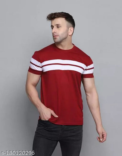 Maroon Casual Wear Striped T-shirts OrderMeFirst