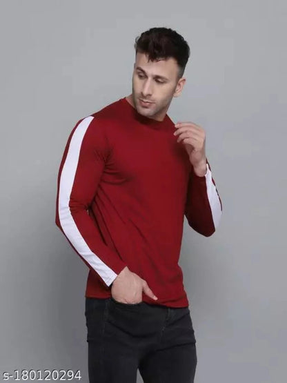 Maroon Men's Full Sleeve T-shirt Cotton Blend OrderMeFirst