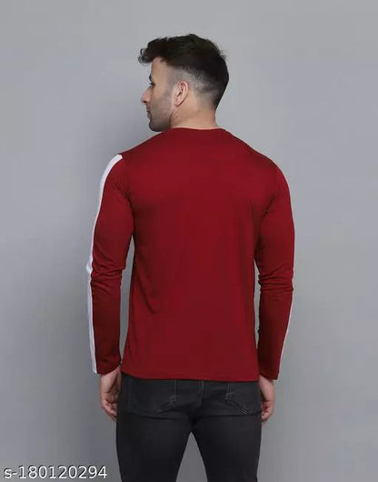 Maroon Men's Full Sleeve T-shirt Cotton Blend OrderMeFirst