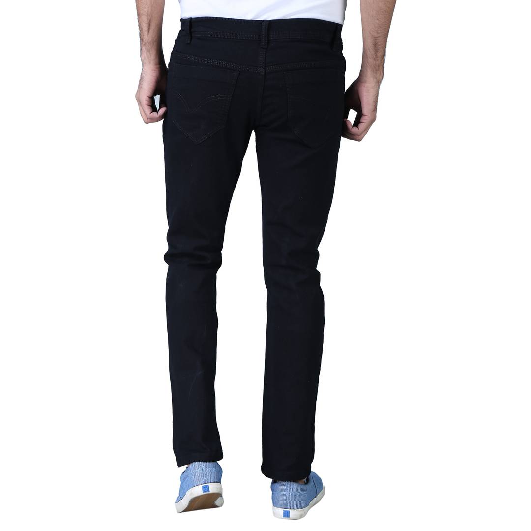 Men's Black Denim Distress Regular Fit Jeans OrderMeFirst