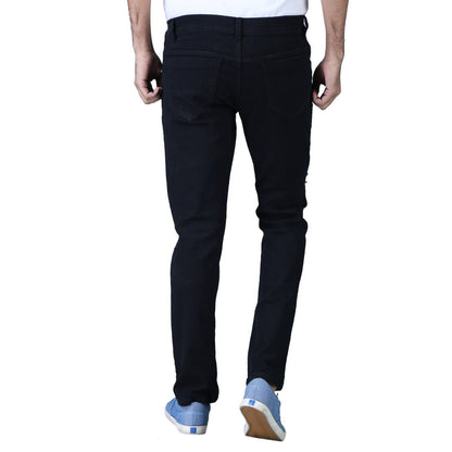 Men's Black Denim Distress Regular Fit Jeans OrderMeFirst