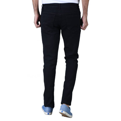 Men's Black Denim Solid Regular Fit Jeans OrderMeFirst