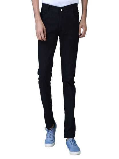 Men's Black Denim Solid Regular Fit Jeans OrderMeFirst