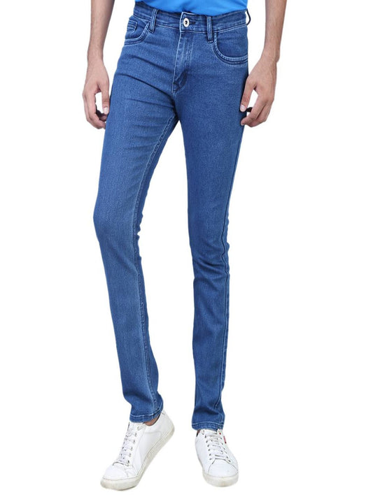 Mens Blue Denim Solid Regular Fit Jeans OrderMeFirst