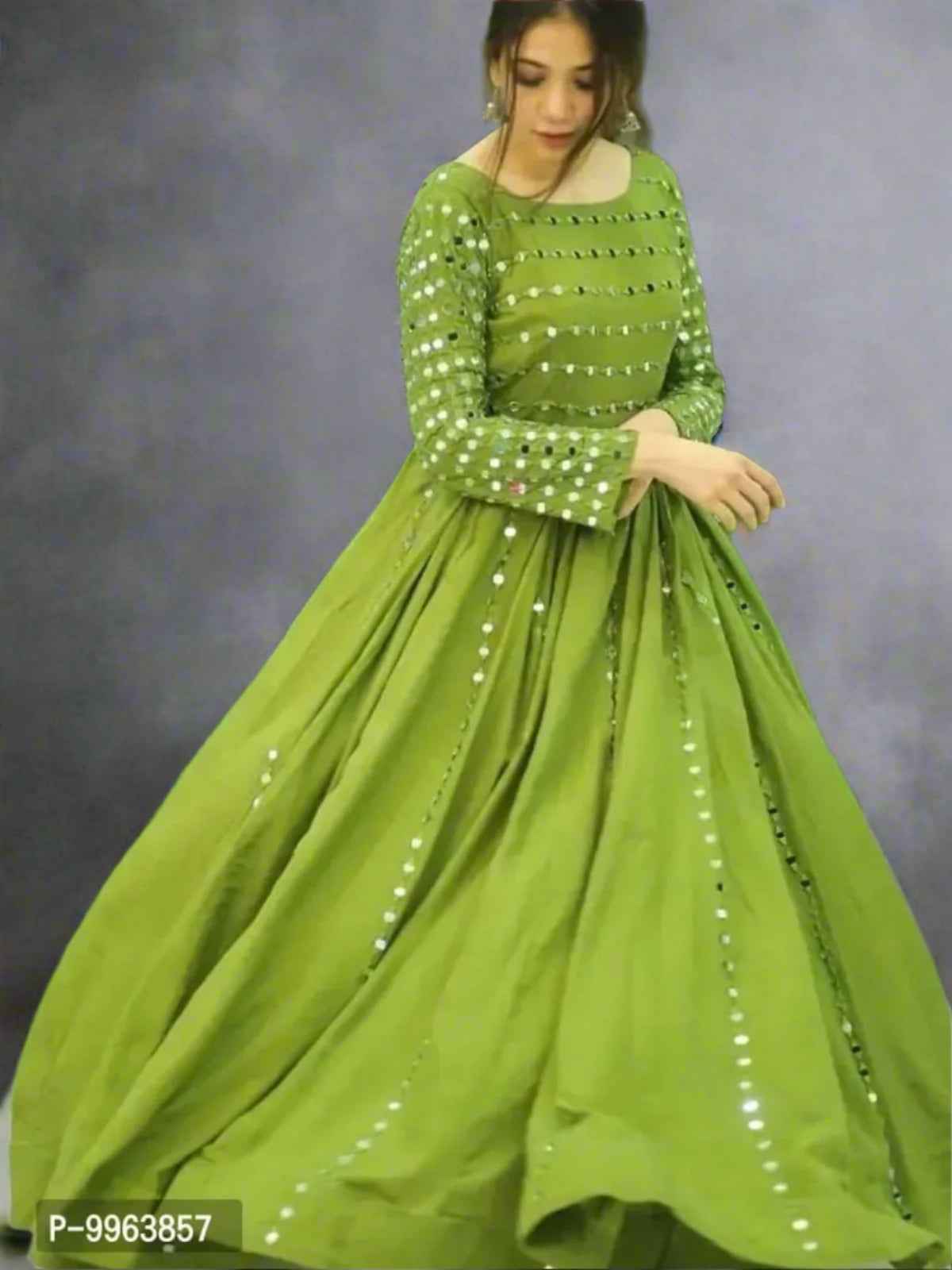 Mirror Work Green Gown