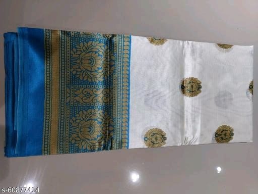 Mysore Silk Art Silk White Tassels and Latkans Saree With Blouse OrderMeFirst