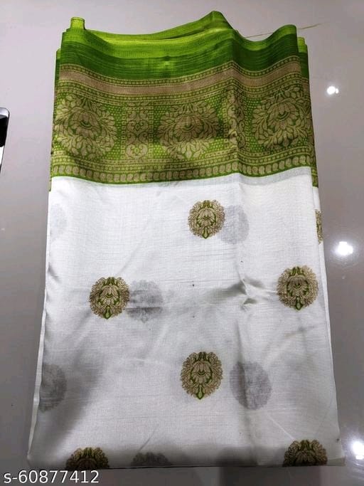 Mysore Silk Art Silk White Tassels and Latkans Saree With Blouse OrderMeFirst