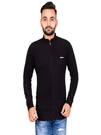 Naresh Chand Rakesh Kumar Jain Men's Men's Regular Jacket (WOOLEN_NEW FULL-ZIP_Black_Free Size) OrderMeFirst