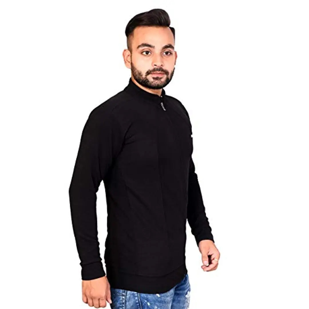 Naresh Chand Rakesh Kumar Jain Men's Men's Regular Jacket (WOOLEN_NEW FULL-ZIP_Black_Free Size) OrderMeFirst