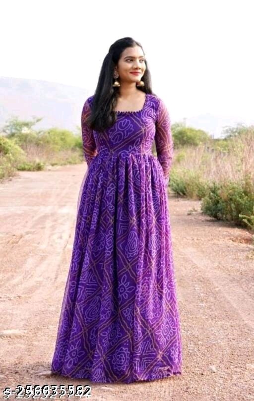 New Fancy Bandhni Print Georgette Gown For Women OrderMeFirst