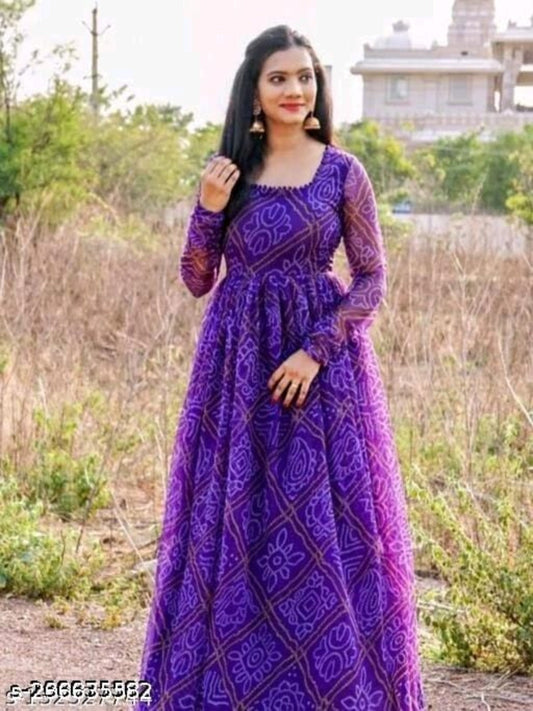 New Fancy Bandhni Print Georgette Gown For Women OrderMeFirst